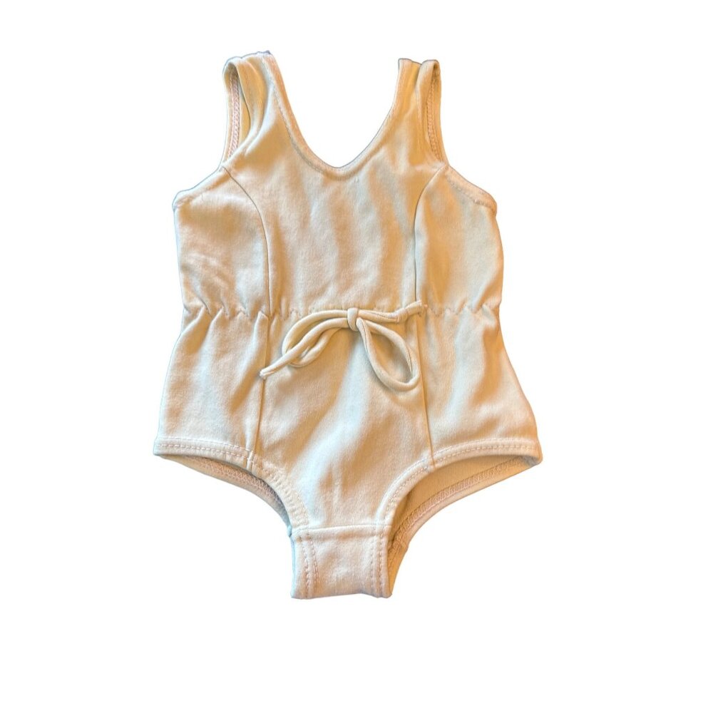 Baby Girls Butter Yellow One Piece Swimsuit Vintage 80s